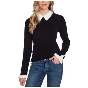 NWT CECE Pearl Peter Pan Collar Cotton Sweater